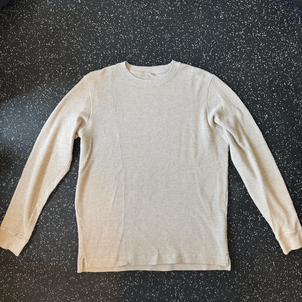 Uniqlo Long Sleeve Waffle Knit Shirt - Light Beige
